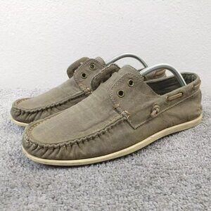 John Varvatos USA Mens 9.5 Boat Shoes Laceless Schooner Slip On Taupe